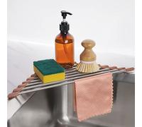 Tomorotec Égouttoir à Vaisselle Triangulaire Enroulable pour évier d'angle en Acier Inoxydable - Multifonction - Anti-Rouille - Étagère de Rangement (Marron Chocolat)