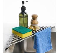 Tomorotec Égouttoir à vaisselle triangulaire enroulable pour évier d'angle - Petit format pliable en acier inoxydable - Multifonctionnel - Organiseur de rangement pour économiser de l'espace - Support