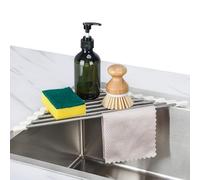 Tomorotec Égouttoir à Vaisselle Triangulaire Enroulable pour évier de Cuisine - Petit Panier Pliable en Acier Inoxydable - Multifonction - Égouttoir de Rangement - Économie d'espace