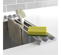 Tomorotec Étagère de cuisine réglable au-dessus de l'évier pour torchons éponges, bouteilles et brosses - Acier inoxydable résistant à la chaleur avec design fin et extensible et support en silicone