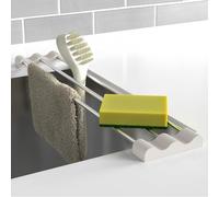 Tomorotec Étagère de Cuisine réglable au-Dessus de l'évier pour torchons éponges, Bouteilles et brosses - Acier Inoxydable résistant à la Chaleur avec Design Fin et Extensible et Support en Silicone