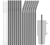 Tomorotec Lot de 14 pailles de rechange en acier inoxydable pour gobelets Stanley H2.0 Adventure Quencher de 1200 ml avec brosses de nettoyage, de qualité alimentaire, passent au lave-vaisselle (noir)