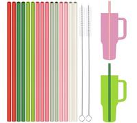 Tomorotec Lot de 15 pailles réutilisables en silicone 31 cm (pastèque)