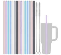 Tomorotec Lot de 15 pailles réutilisables en silicone avec 2 brosses, pour gobelets Stanley de 1200 ml, 850 ml, 591 ml, 30,5 cm de long, personnalisables pour divers boissons, passent au