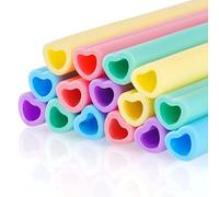 Tomorotec Lot de 15 pailles réutilisables en silicone en forme de cœur de 25,4 cm de long pour gobelets de 177 à 591 ml, douces, lavables, sans BPA, de qualité alimentaire, flexibles, sans danger