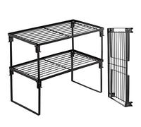 Tomorotec Lot de 2 étagères de rangement empilables pour cuisine, étagère à épices pliable, étagères de rangement, étagères de cuisine, comptoir de cuisine et étagère d'armoire,