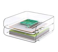 Tomorotec Lot de corbeilles à courrier de Bureau, Format A4, empilables en Pet Transparent, Organiseur de Documents de Bureau, Support de Rangement pour Livres, Chargement latéral, Support empilable,