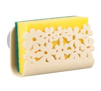 Tomorotec Porte-éponge en plastique avec ventouses pour évier et évier avec égouttement rapide Beige