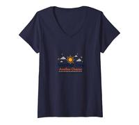 Tomorrow Needs You : Another Day, Another Chance Inspiration T-Shirt avec Col en V, Femme, Bleu Marine, S
