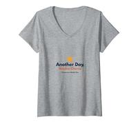 Tomorrow Needs You : Another Day, Another Chance Inspiration T-Shirt avec Col en V, Femme, Gris Chiné, S