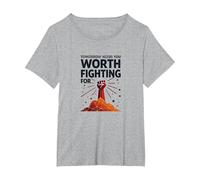 Tomorrow Needs You : Vaut la Peine de se Battre pour l'art inspirant T-Shirt, Femme Grandes Tailles, Gris Chiné, 4X