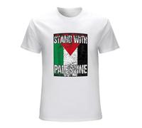 TOMORROWS Men's Stand with Palestine Vintage Distressed Palestinian Flag Size S-3Xl Men T-Shirts White XXL