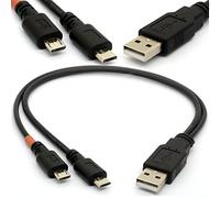 Tomost Câble micro USB Y Splitter USB 2.0 A vers double micro B Puissance Enhancer hub adaptateur 1 mâle vers 2 Mâle Android extension Code synchroniser et recharger deux appareils en même temps