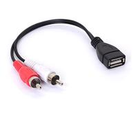 Tomost Câble USB vers RCA, USB A 2.0 femelle vers 2 prises RCA mâles, répartiteur en Y audio, vidéo, AV composite (20 cm)