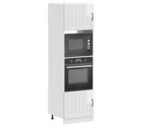 Tomostar Armoire à Four, Meuble pour Four Meuble Bas de Cuisine Kalmar Blanc Brillant Bois d'ingénierie 60x57x207 cm