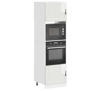 Tomostar Armoire à Four, Meuble pour Four Meuble Bas de Cuisine Porto Blanc Brillant Bois d'ingénierie 60x57x207 cm