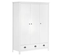 Tomostar Armoire à Porte, Armoire Penderie Dressing Meuble de Rangement Placard pour Vêtement Garde-Robe à 3 Portes Hill Blanc 127x50x170 cm Bois pin Solide