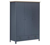 Tomostar Armoire à Porte, Armoire Penderie Dressing Meuble de Rangement Placard pour Vêtement Garde-Robe à 3 Portes Hill Gris 127x50x170 cm Pin Solide
