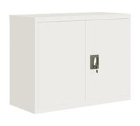 Tomostar Armoire de Bureau Métallique, Armoire Vestiaire Métal Meuble de Rangement Garage Bureau Blanc 90x40x70 cm Acier