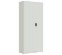 Tomostar Armoire de Bureau Métallique, Armoire Vestiaire Métal Meuble de Rangement Garage Bureau Gris Clair 90x40x200 cm Acier