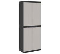 Tomostar Armoire de Rangement de Jardin, Armoire Haute à Outils Extérieur Gris et Noir 65x37x165 cm PP