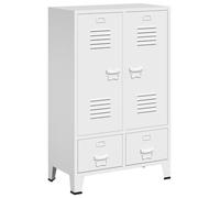 Tomostar Armoire Dressing Métal, Armoire de Rangement Penderie Polyvalente Métallique Chambre Garde-Robe Industrielle Blanc 67x35x107 cm Acier