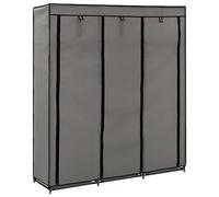 Tomostar Armoire en Tissu, Armoire Dressing de Rangement Penderie Portable avec Compartiments et Barres Gris 150x45x175 cm Tissu