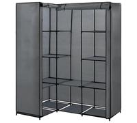Tomostar Armoire en Tissu, Armoire Dressing de Rangement Penderie Portable Garde-Robe d'angle Gris 130 x 87 x 169 cm