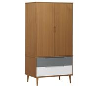 Tomostar Armoire Penderie, Armoire Dressing Meuble de Rangement Placard pour Vêtement Garde-Robe MOLDE Marron 90x55x175 cm Bois Massif de pin