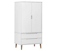 Tomostar Armoire Penderie, Armoire Dressing Meuble de Rangement Placard pour Vêtement Garde-Robe MOLDE Blanc 90x55x175 cm Bois Massif de pin