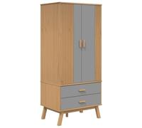 Tomostar Armoire Penderie, Armoire Dressing Meuble de Rangement Placard pour Vêtement Garde-Robe Olden Gris et Marron 76,5x53x172 cm Bois Massif pin