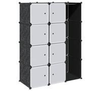 Tomostar Armoire Penderie Modulable, Armoire de Chambre Garde-Robe Étagère de Rangement Cube 9 Compartiments Noir et Blanc 109x36,5x143 cm