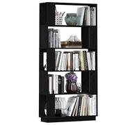 Tomostar Bibliothèque, Étagère à Livre Étagère de Rangement Meuble de Rangement Salon Noir 80x25x163,5 cm Pin Massif