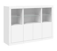 Tomostar Buffet avec LED, Meuble de Rangement Armoire de Cuisine avec lumières LED 3 pcs Blanc Bois d'ingénierie