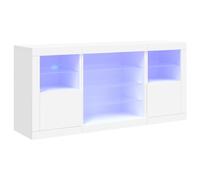 Tomostar Buffet avec LED, Meuble de Rangement Armoire de Cuisine avec lumières LED Blanc 142,5x37x67 cm