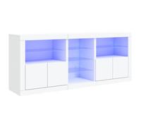 Tomostar Buffet avec LED, Meuble de Rangement Armoire de Cuisine avec lumières LED Blanc 162x37x67 cm