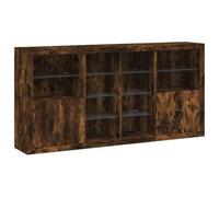 Tomostar Buffet avec LED, Meuble de Rangement Armoire de Cuisine avec lumières LED chêne fumé 202x37x100 cm