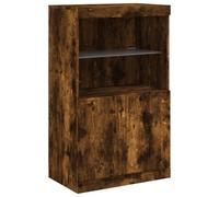 Tomostar Buffet avec LED, Meuble de Rangement Armoire de Cuisine avec lumières LED chêne fumé 60,5x37x100 cm