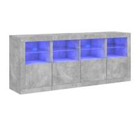 Tomostar Buffet avec LED, Meuble de Rangement Armoire de Cuisine avec lumières LED Gris béton 163x37x67 cm