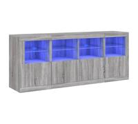 Tomostar Buffet avec LED, Meuble de Rangement Armoire de Cuisine avec lumières LED Sonoma Gris 163x37x67 cm