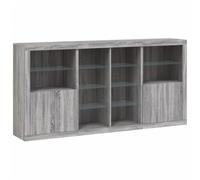 Tomostar Buffet avec LED, Meuble de Rangement Armoire de Cuisine avec lumières LED Sonoma Gris 202x37x100 cm