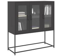 Tomostar Buffet Cuisine, Armoire de Cuisine Meuble de Rangement Noir 100,5x39x107 cm Acier laminé à Froid