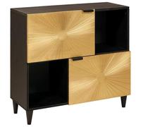Tomostar Buffet Cuisine, Buffet Bas Meuble de Rangement Salon avec étagère Noir et Or 80x33,5x75 cm