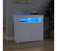 Tomostar Buffet Cuisine, Buffet Bas Meuble de Rangement Salon avec lumières LED Blanc 80x35x75 cm