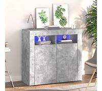 Tomostar Buffet Cuisine, Buffet Bas Meuble de Rangement Salon avec lumières LED Gris béton 80x35x75 cm
