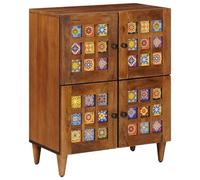 Tomostar Buffet Cuisine, Buffet Bas Meuble de Rangement Salon avec Porte Noyer 60x33x75 cm Bois de Mangue Massif
