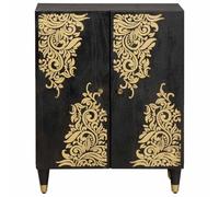 Tomostar Buffet Cuisine, Buffet Bas Meuble de Rangement Salon Noir 60 x 33 x 75 cm Bois de Mangue Massif