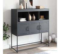 Tomostar Buffet Cuisine, Placard de Cuisine Meuble de Rangement Salon Anthracite 100,5x39x107 cm Acier