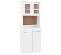 Tomostar Buffet Haut Cuisine, Buffet de Cuisine Meuble de Rangement Armoire Vaisselier Alta Blanc 77x35x188 cm Bois Massif de pin