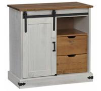 Tomostar Buffet, Meuble de Rangement Armoire de Cuisine Halden Porte coulissante Blanc 80x40x80 cm Bois Massif